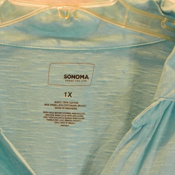 Sanoma teal multi media button front SHIRT - Picture 2 of 7